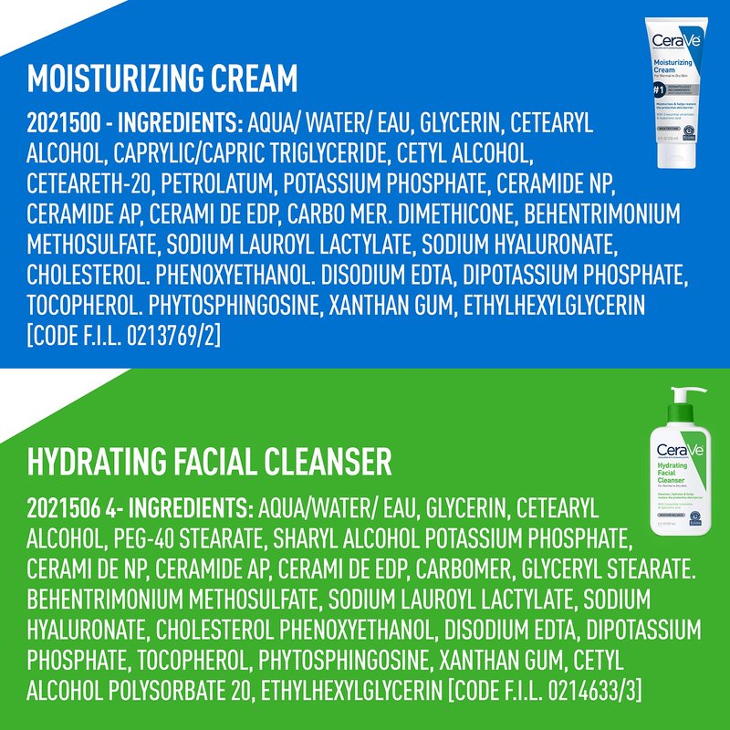 CeraVe Hydrating Skin Care Set, 8oz Moisturizing Cream & 8oz Hydrating Facial Cleanser, Ceramides + Hyaluronic Acid Moisturizer and Face Wash, Accepted by National Eczema Association