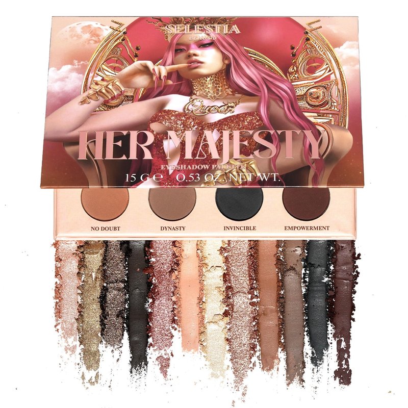 SELESTIA BEAUTY Nude Eyeshadow Palette Her Majesty – 12 High Pigment, Blendable Shades – Long-Lasting & Smudge-Proof – Matte, Satin, Shimmer & Glitter Finishes – 0.47 oz