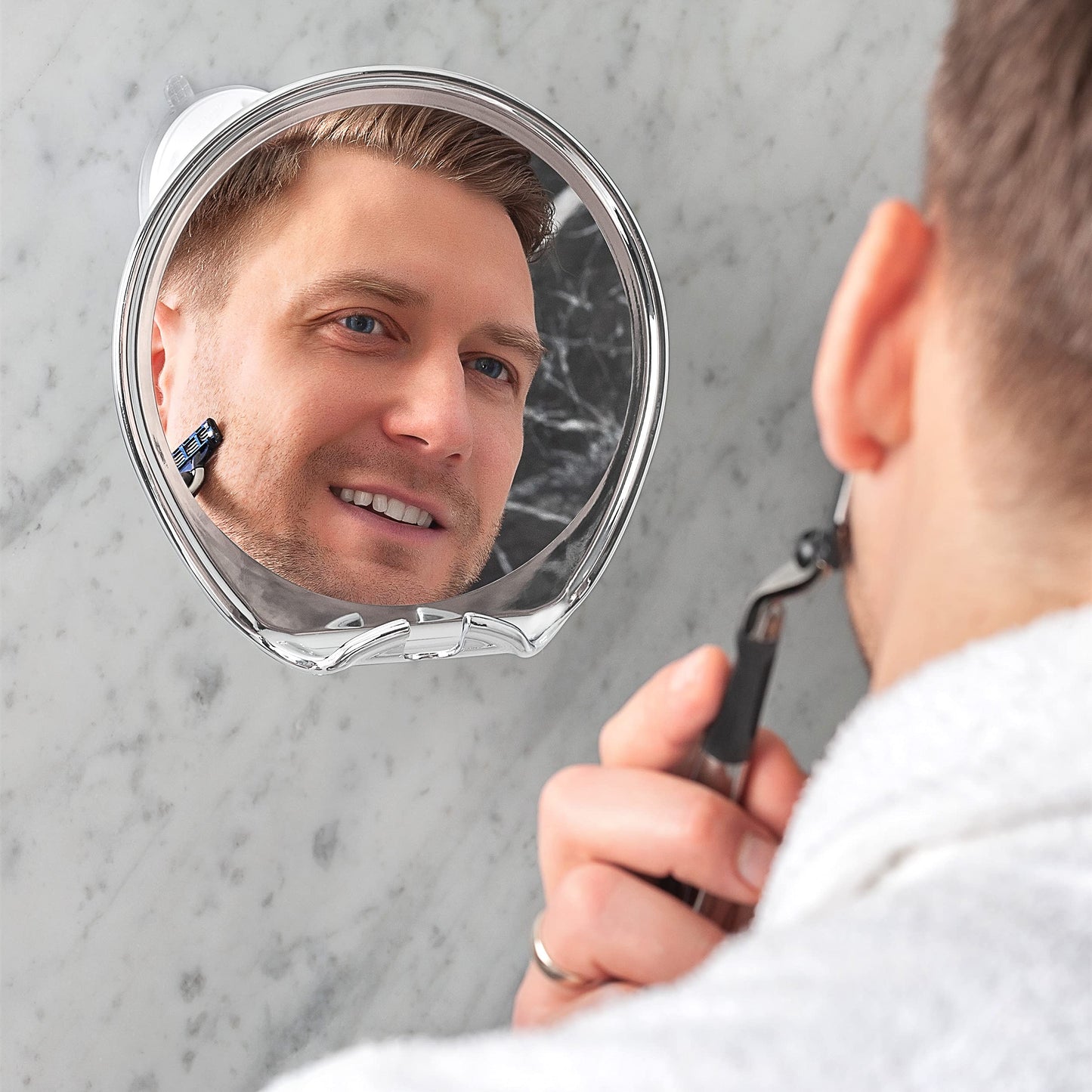 Luxo Shower Mirror, Shaving Mirror with a Razor Holder for Shower and Powerful Suction Cup - Shatterproof Shower Mirror fogless for Shaving, fogless Mirror for Shower and Tweezers