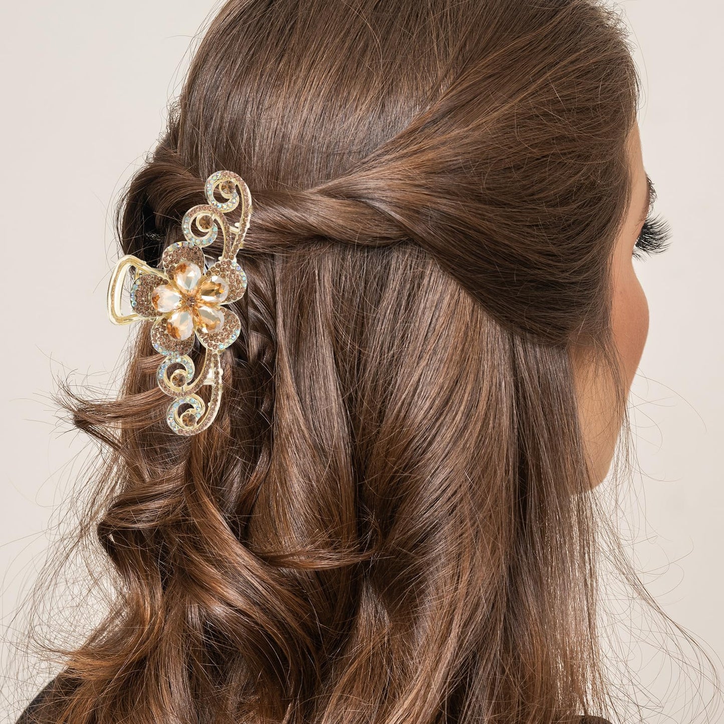 Vintage Rhinestone Hair Claw Clips - Alloy Fancy Hair Accessory with Pins and Large Jaw Clips