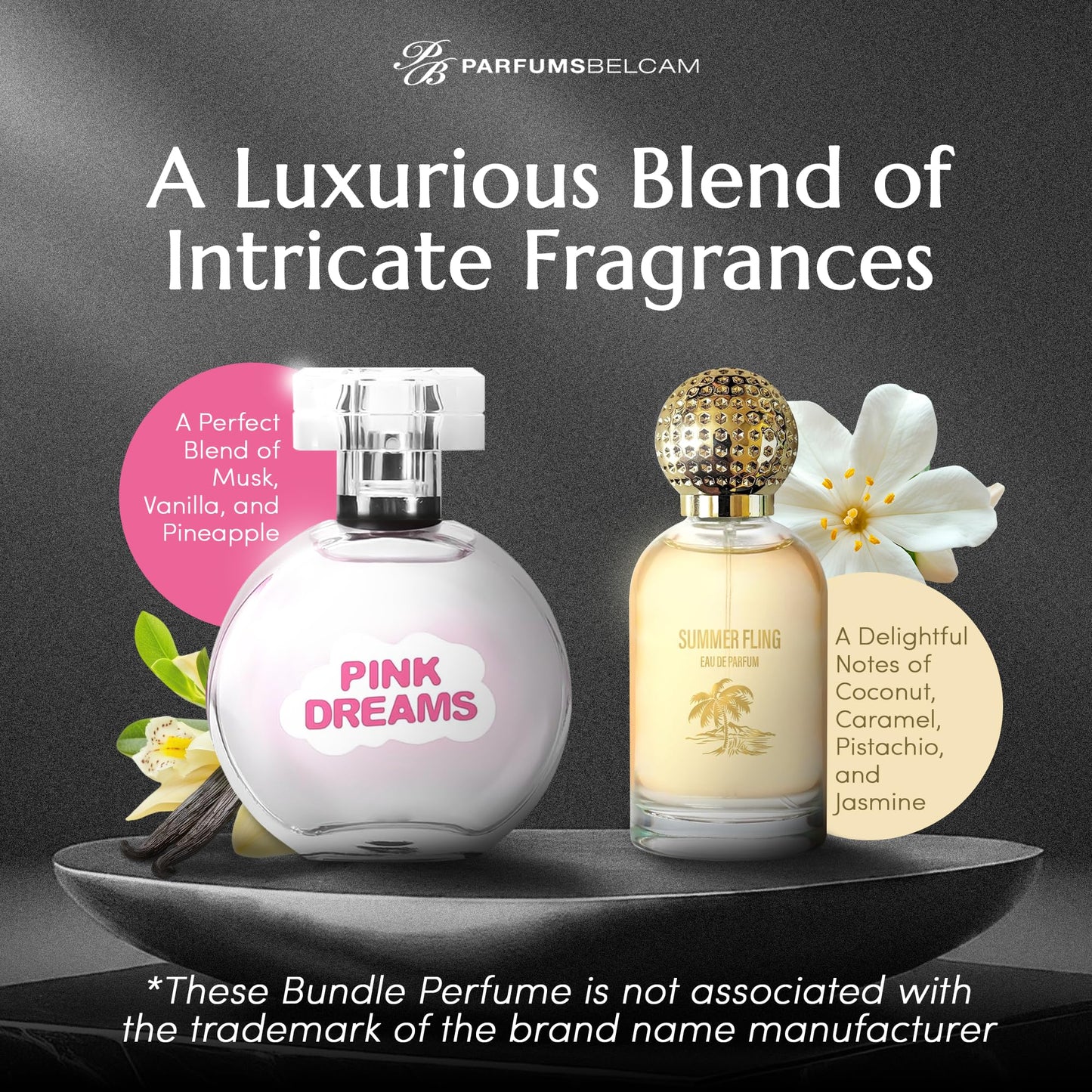PB ParfumsBelcam Pink Dreams & Summer Fling Bundle, Floral Perfume for Women, Long-Lasting Eau de Parfum & Eau de Toilette for Everyday Wear, Spray Perfume for Women – 50ml/1.7 fl oz & 100ml/3.4 fl oz