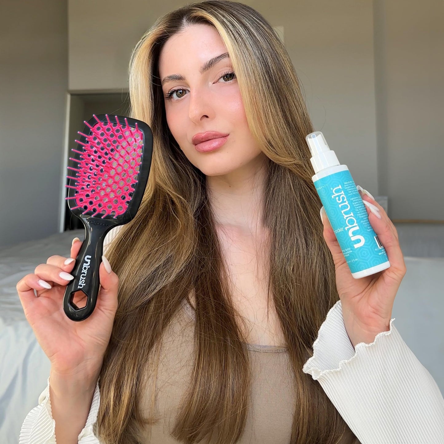 FHI Heat UNbrush Detangling Brush and UNwinder Detangling Spray Combo Pack - Tangle-Free Hair, Pain-Free Brushing, Anti-Static Bristles, Lightweight Hair Brush, Cherry Blossom
