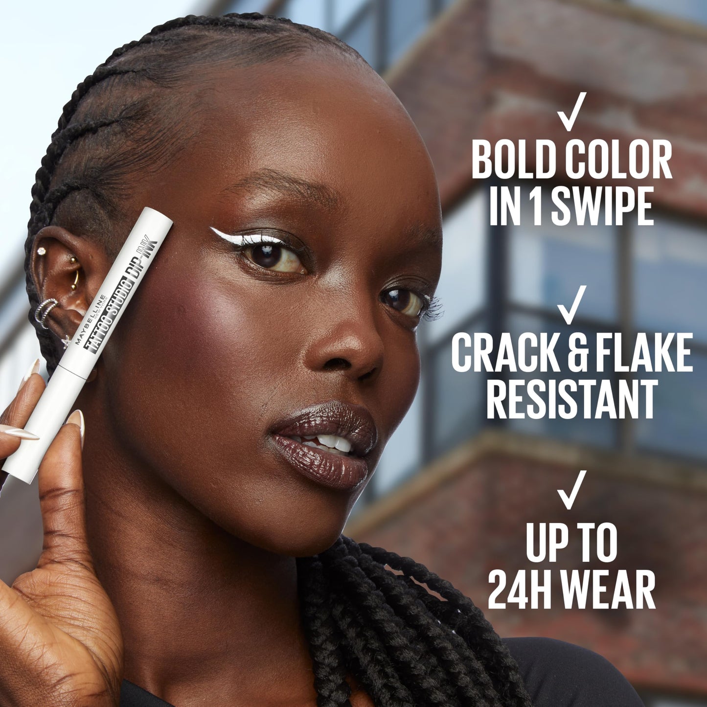 MAYBELLINE Tattoo Studio Dip-Ink Liquid Eyeliner, Waterproof Eyeliner With Up to 24 Hour Wear, Brown Expression, 1 Count