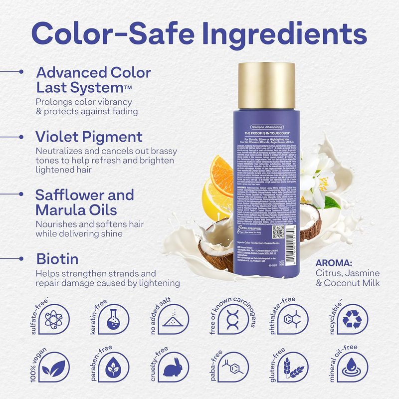 Colorproof Daily Blonde Shampoo - Sulfate-Free Formula for Blonde Color-Treated Hair | 8.5 Fl. Oz. with Citrus, Jasmine & Coconut Milk Scent