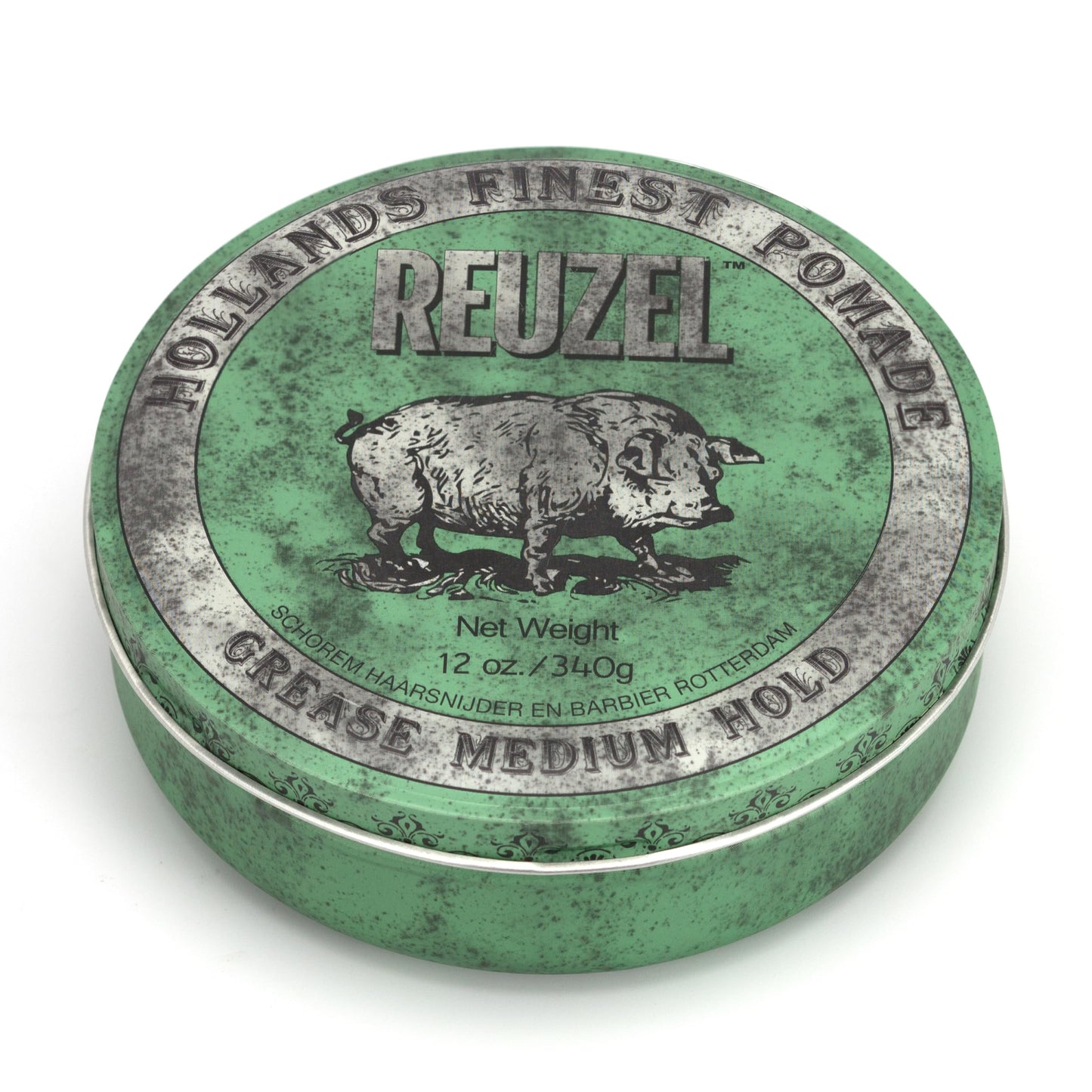 REUZEL Green Grease Pomade, Medium All Day Hold, Oil-Based Styling Wax, Medium Shine, Easy To Wash Out, For All Hair Types
