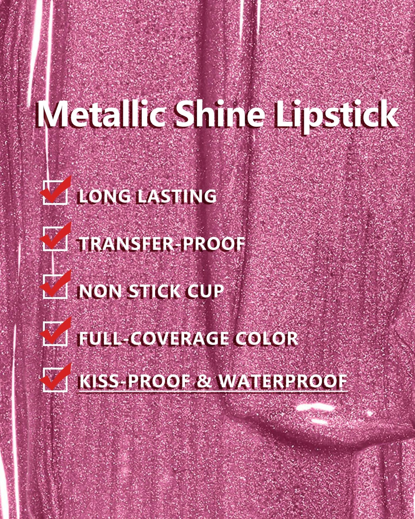 MAKI YIKA Metallic Pink Lipstick for Women Nude Lipsticks for Mother Long Lasting Shine Glitter Lipstick No Smudge No Transfer Liquid Lip Gloss (BR010 Sweet Sugar)
