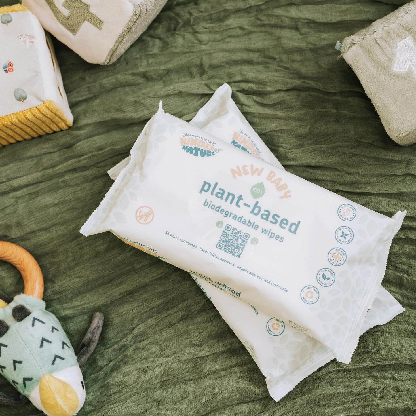 Kinder by Nature Plant Based Baby Wipes - 100% Biodegradable & Compostable, 672 Count (12 Packs of 56) - 99% Plant-Based Ingredients, Plastic-Free Wipes