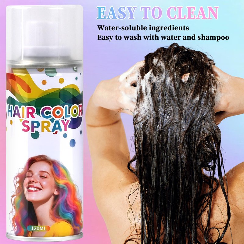 6 Pack Hair Spray,Purple red pink black blue and gray hair spray temporary for Women Kids Men, Washable Temporary,For Cosplay Christmas Party