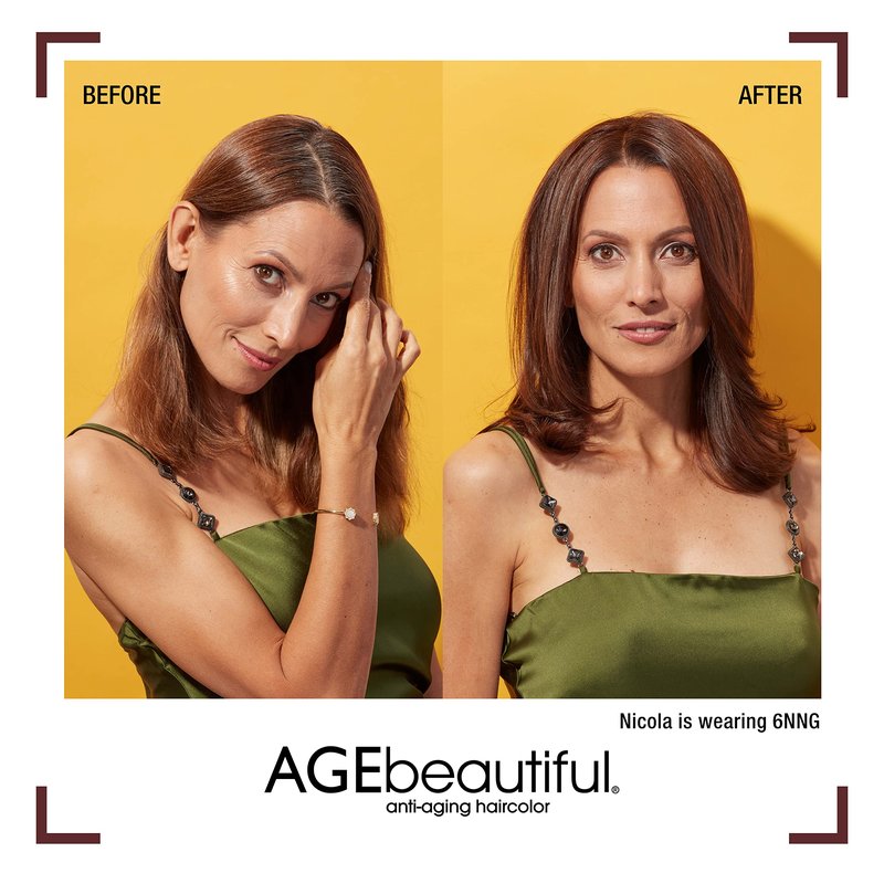 AGE beautiful Permanent Hair Color Dye Liqui Creme & Developer 20 Volume | 100% Gray Coverage | Anti-Aging | Biotin for Thicker, Fuller, Healthier Hair | 6RR Light Intense Red