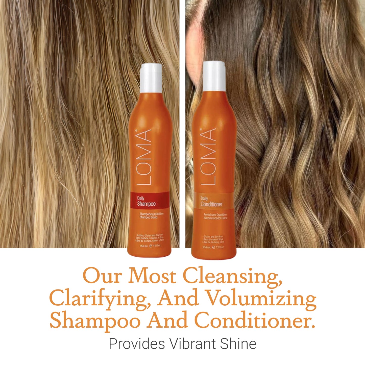 LOMA Daily Shampoo (clear formula) and Daily Conditioner (DUO PACK) 12 Ounce Each