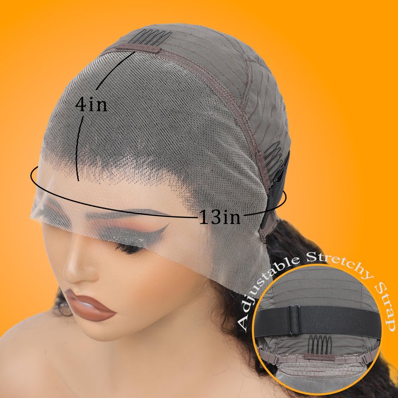 DZFAYESM 13x4 Deep Wave Lace Front Wigs Human Hair 200% Density Black Curly Human Hair Wig Short Natural Wigs for Black Women Transparent Lace Frontal Wig for Daily Wear 12 Inch