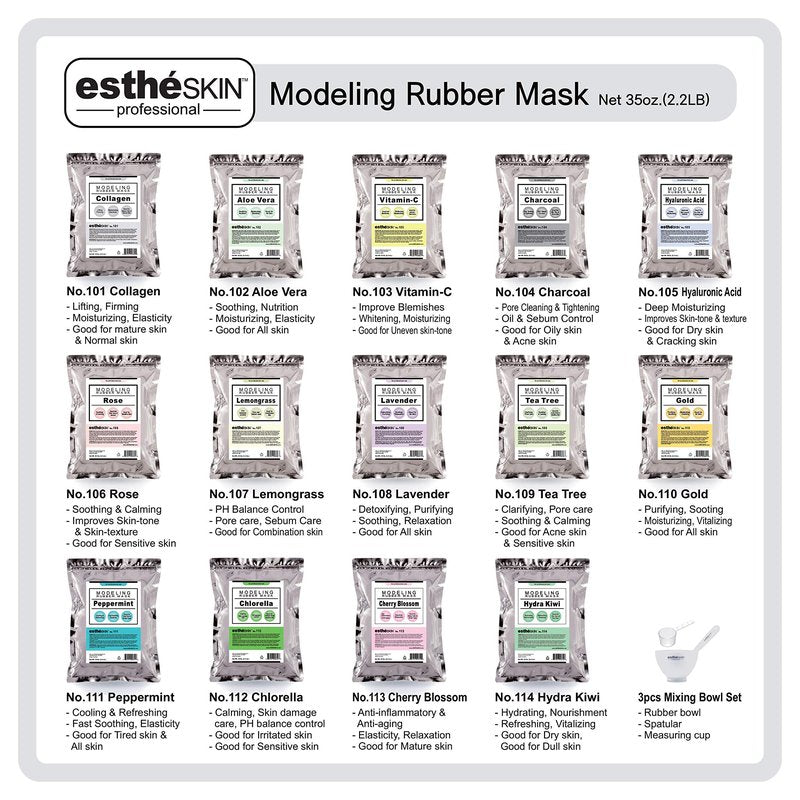 estheSKIN No.102 Aloe Vera Peel Off Type Modeling Rubber Mask Powder for Facial Skin Care Treatment, 35oz