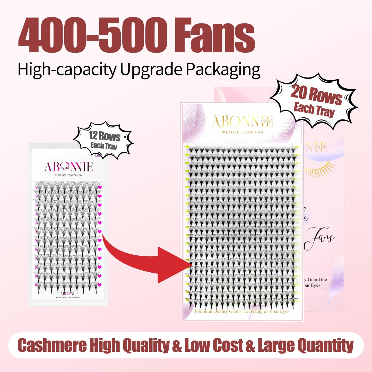 ABONNIE Premade Fans Eyelash Extensions, 400 Fans 10D 11mm Promades Eyelash Fans,0.07 Thickness D Curl Premade Lash Fans, Handmade Premade Fans Volume Lash Extensions (Pointy Base 10D 0.07-D 11mm)