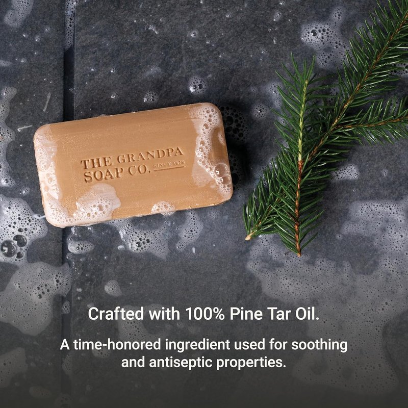Pine Tar Bar Soap for Men - 3-in-1 Cleanser, Deodorizer & Moisturizer | 3.25 Oz, 6 Pack - Dermatologist Tested, Sensitive Skin Safe