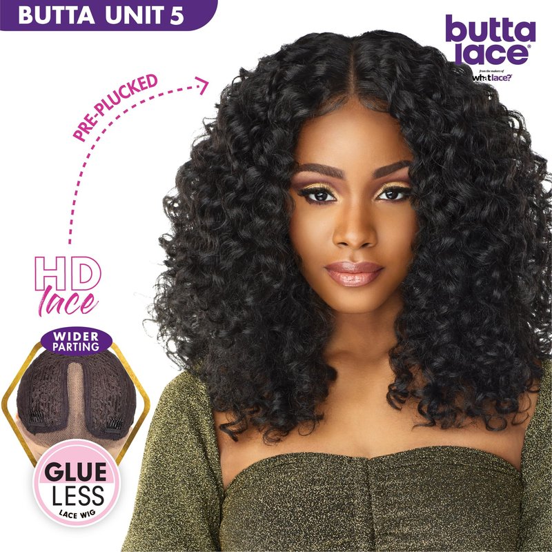 Sensationnel Butta Lace Wigs - Unit 5 Extra Wide 5 Inch Deep Parting Synthetic Preplucked Hairline Glueless Lacefront (2 DARKBROWN)