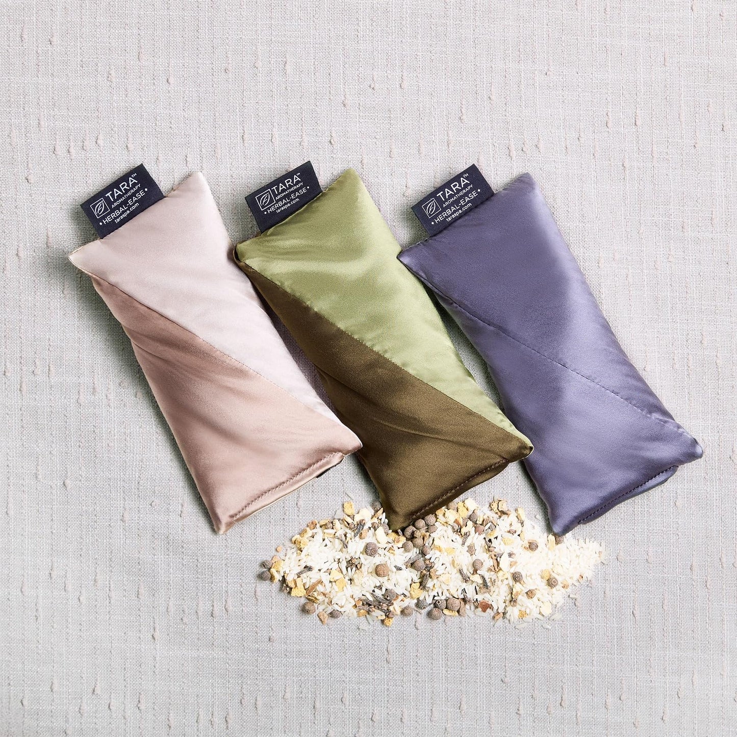 TARA Spa Therapy Herbal-Ease Aromatherapy Pillow Gift Bag Set, Neck + Silk Eye Pillow, Slate Gray