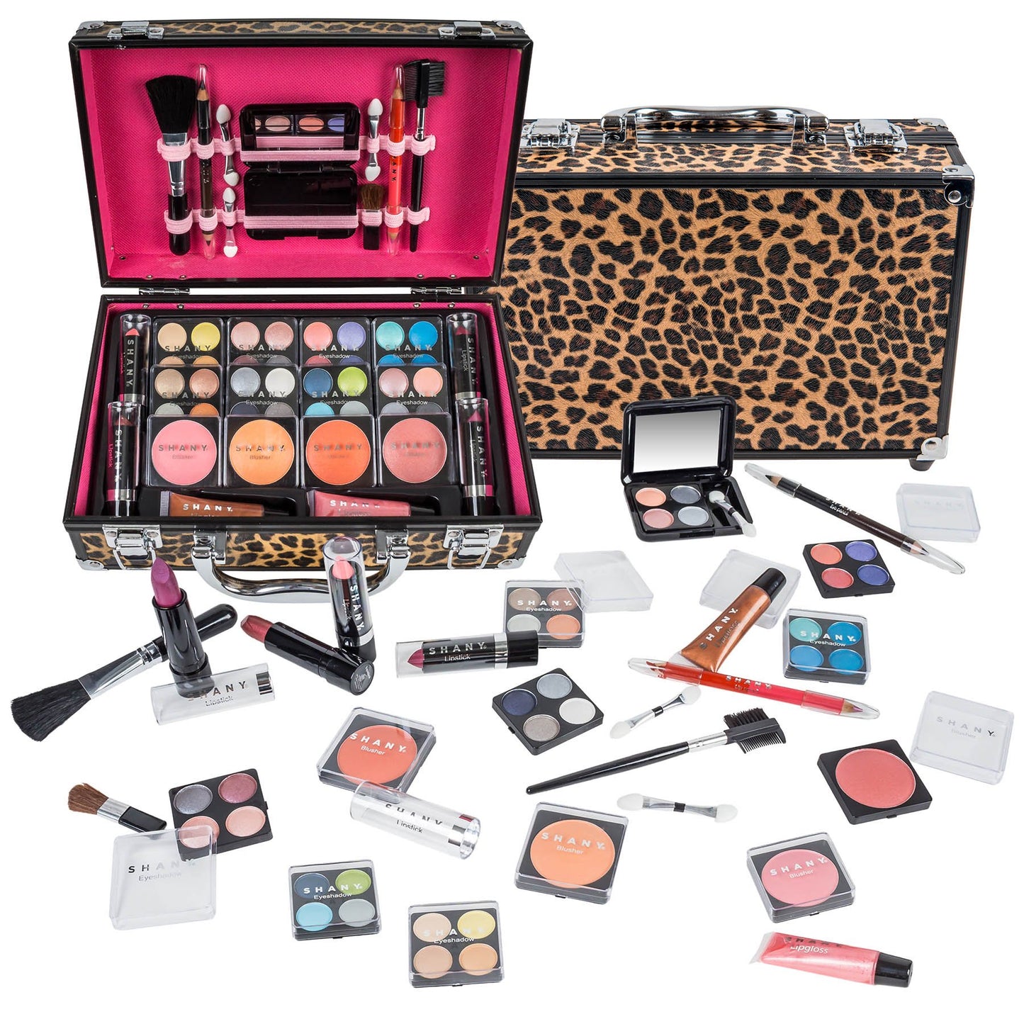 SHANY Carry All Make up Train Case with Pro Makeup Set, Beauty Brushes, Lipsticks, Eye Shadows, Blushes, Powders, and more - Reusable Cosmetics Storage Organizer - Premium Gift Packaging - Purple
