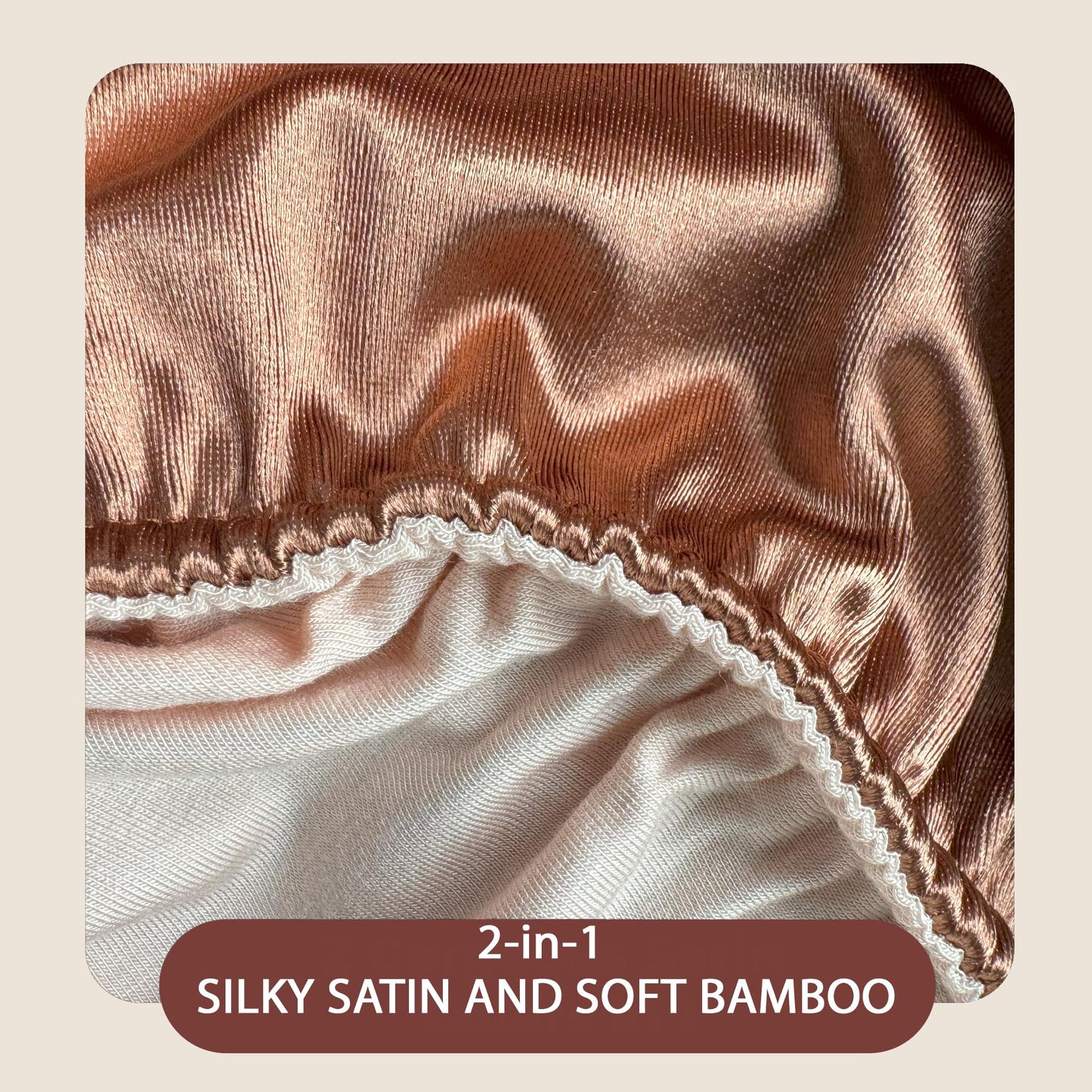 SMPL objects Satin Hair Wrap Towel, Double Layer Curly Hair Turban Towel for Women - Satin Hair Drying Towel for Curly Hair (Bronze)