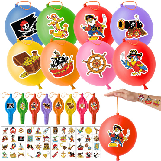 Pirate Punch Balloons for Kids 24 Pack and 48 Temporary Tattoos