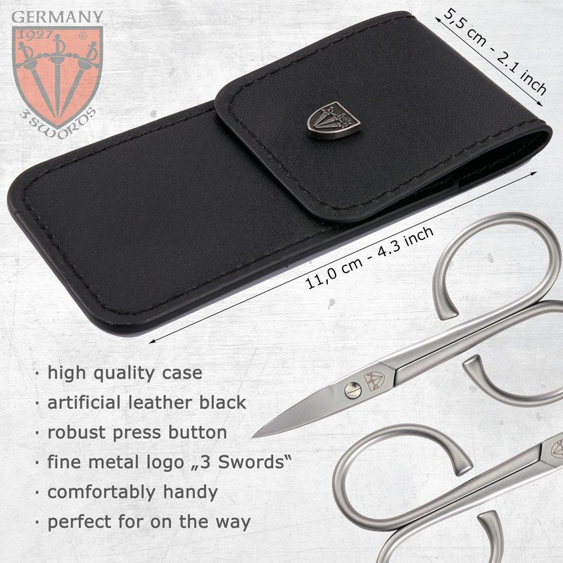 3 Swords Germany Solingen - brand quality STAINLESS STEEL INOX CURVED NAIL SCISSORS - STRONG SCISSORS FOR STRONG PEOPLE with case by 3 Swords Germany
