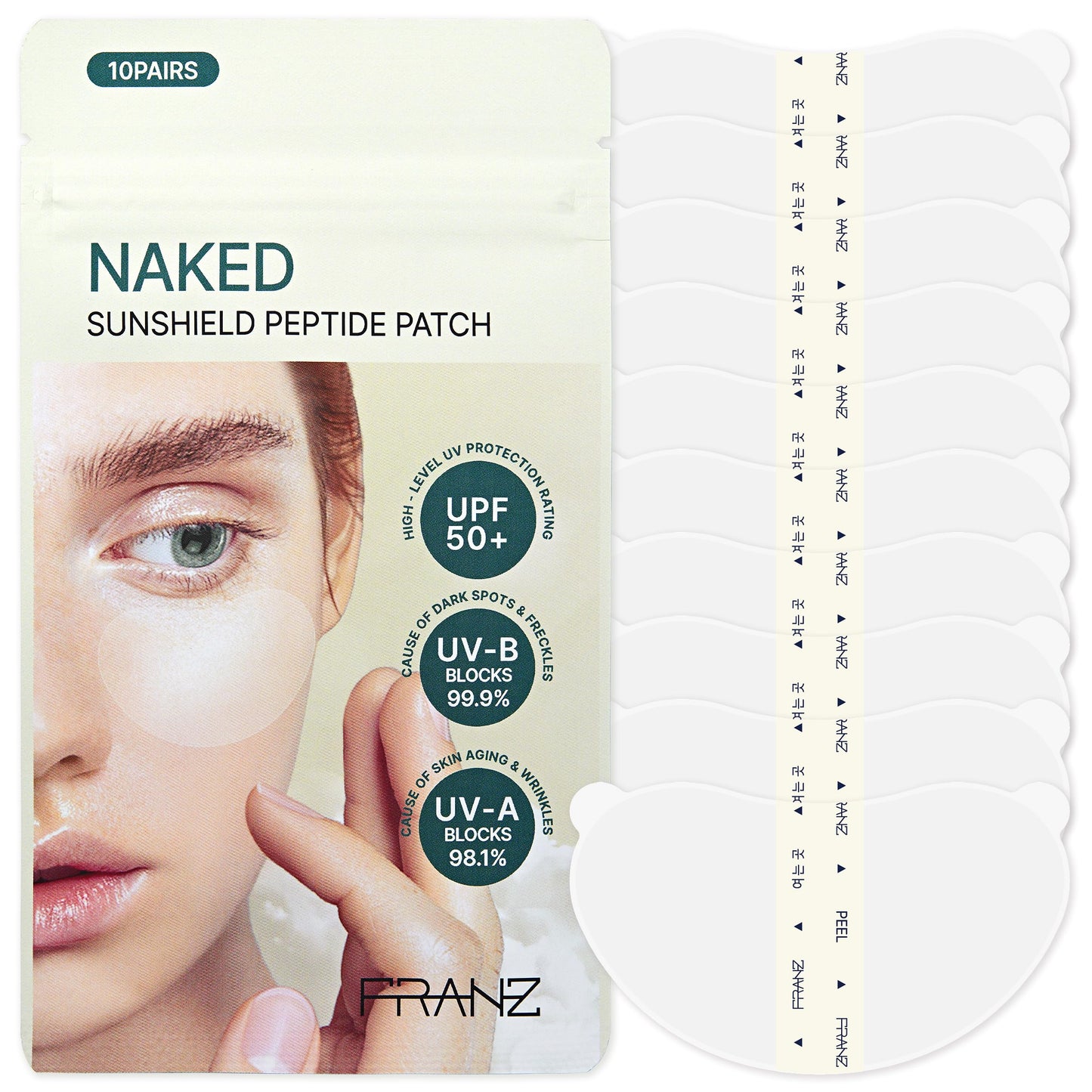 FRANZ Invisible UV Sun Patches for Face, UPF 50+ Golf (Regular, 10 Pairs)