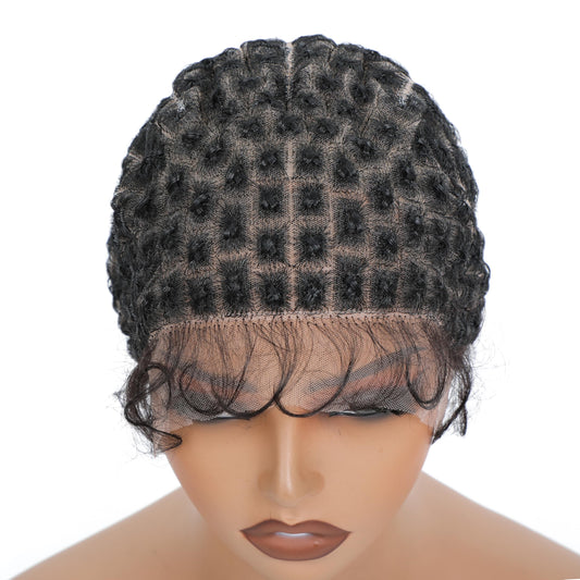 UCABEWEL Double Full Lace Crochet Wig Caps With Natural Knots And Baby Hair Quick For Wig Making, Breathable HD Lace Braided Cap For Crochet Braids, Glueless Hair Net With Bangs (100sections)