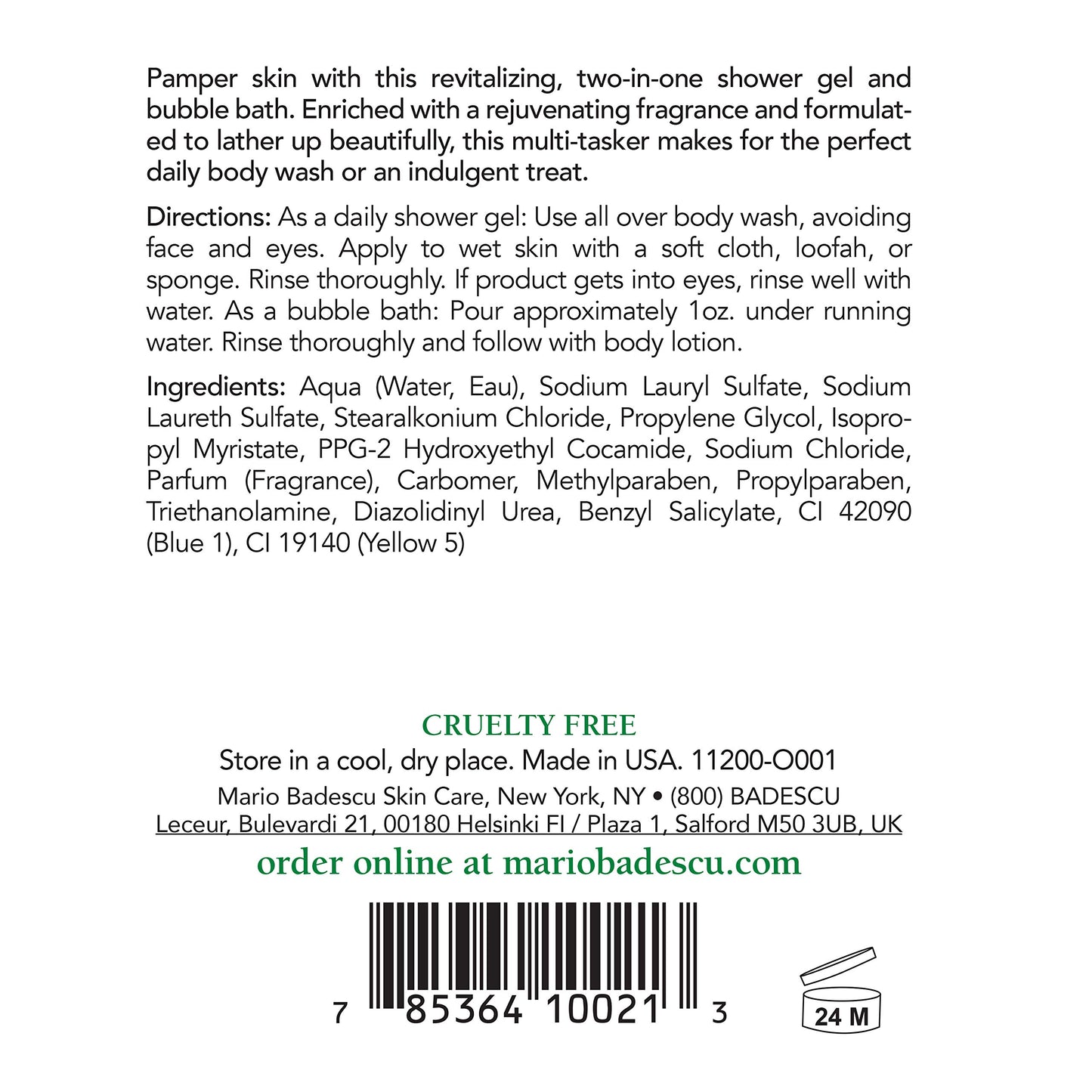 Mario Badescu Seaweed Bubble Bath & Shower Gel - 2-in-1 Daily Moisturizing Body Wash for Men and Women - Body Care Enriched with Marine-Like Fragrance - Revitalizes Skin from Head to Toe, 16 Fl Oz