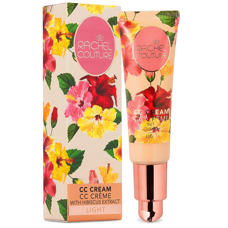 Rachel Couture CC Cream | Color Correcting Cream with Hyaluronic Acid | Full Coverage Foundation & Hydrating Anti-Aging Serum | Vegan & Cruelty Free - 1.18 Fl Oz - Light