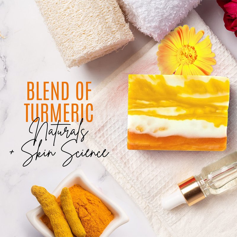DERMAXGEN Organic Turmeric Soap Bar for Face & Body – Pure Turmeric Soap Bar for Acne, Scars, Uneven Tone, Blemish Control, Sun Damage & Age Spots – Handcrafted Skincare (Pack of 4)