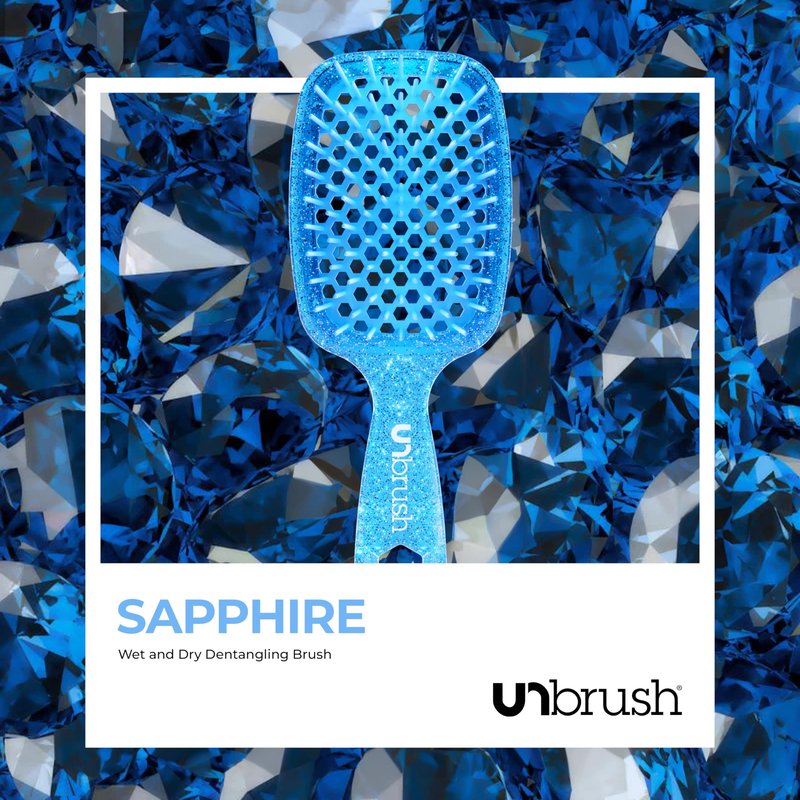 FHI Heat UNbrush Detangling Brush for Pain-Free Brushing on All Wet or Dry Hair Types — Durable DuoFlex Anti-Static Bristles, Lightweight Handle, Vented Hair Brush, Sapphire Blue