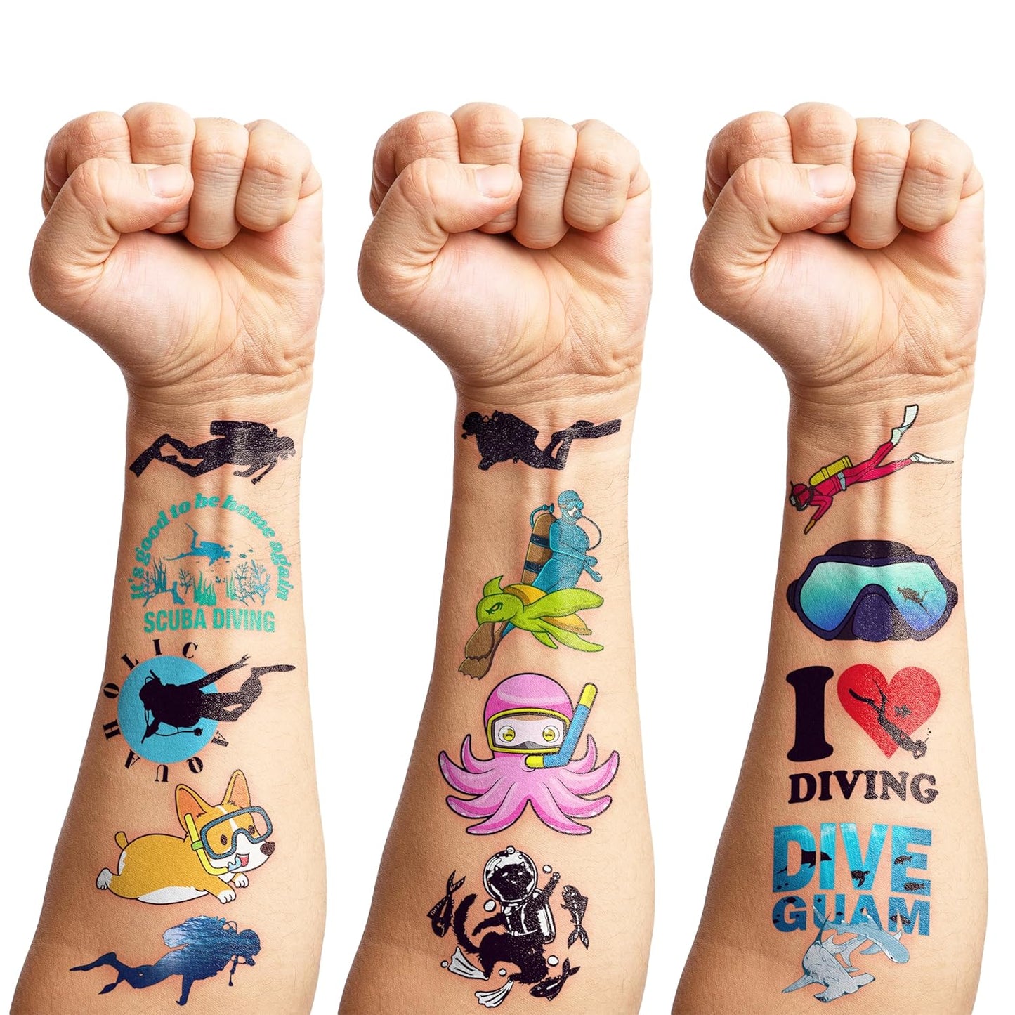 Cool Scuba Diving Temporary Tattoos - 96PCS Ocean-Themed Stickers for Summer Beach Parties | Fun Gifts for Kids