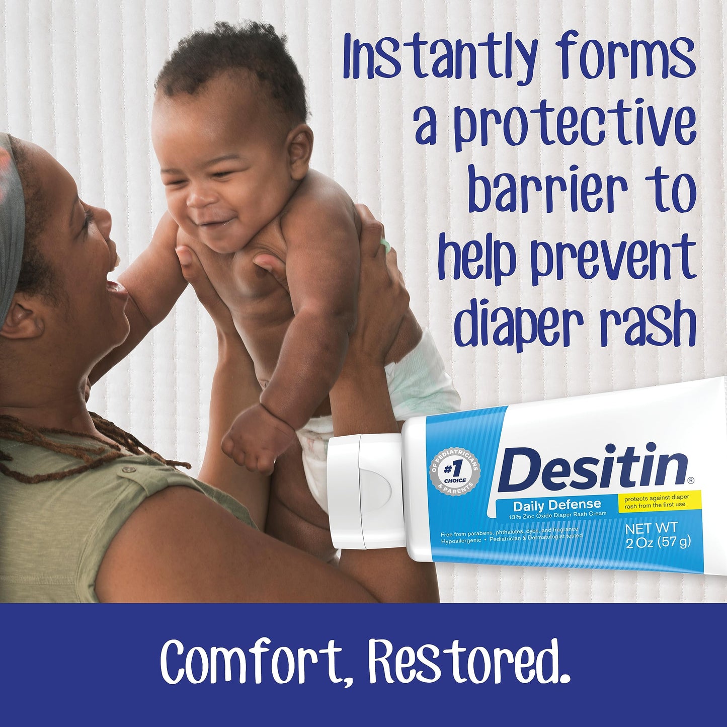 Desitin Daily Defense Baby Diaper Rash Cream with 13% Zinc Oxide Barrier Cream to Treat, Relieve & Prevent Diaper Rash, Hypoallergenic, Dye-, Phthalate- & Paraben-Free, 4 oz, 6 Pack