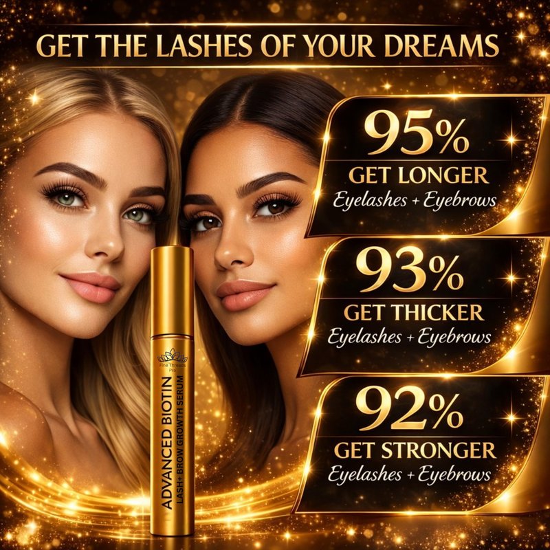 Advanced BIOTIN Eyelash Growth Serum for Longer, Fuller, Thicker Lashes & Eyebrows, Lash Serum for Eyelash Growth- Fast Results 2-4 weeks