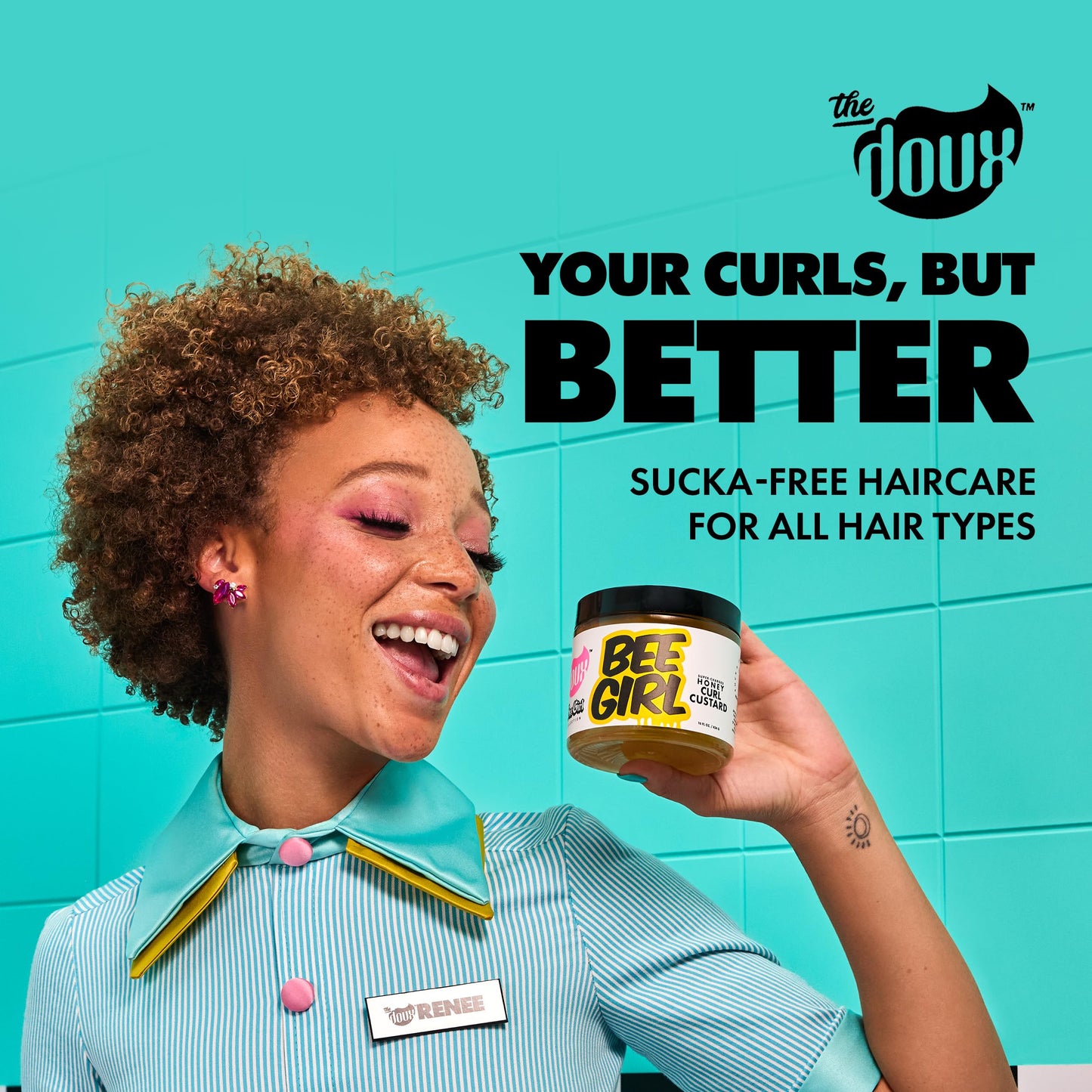 The Doux Bee Girl Honey Curl Custard - Curl Defining Cream With Aloe, Keratin and Silk Amino Acids