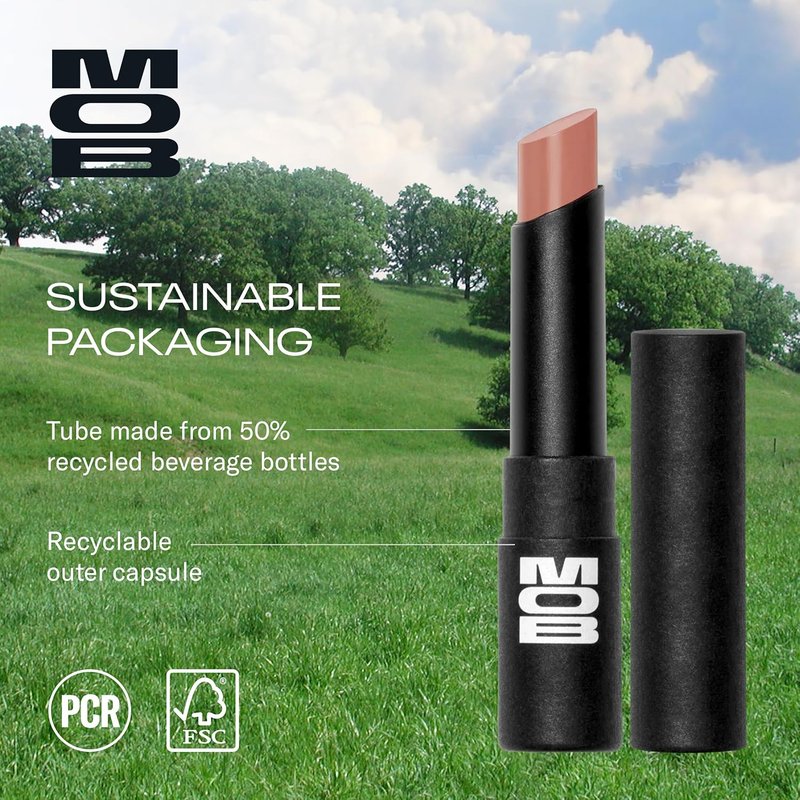 MOB Beauty Hydrating Shine Lip Balm - Cool Nude Tinted Stick with Jojoba & Sunflower Oils | Moisturizing Vegan Formula