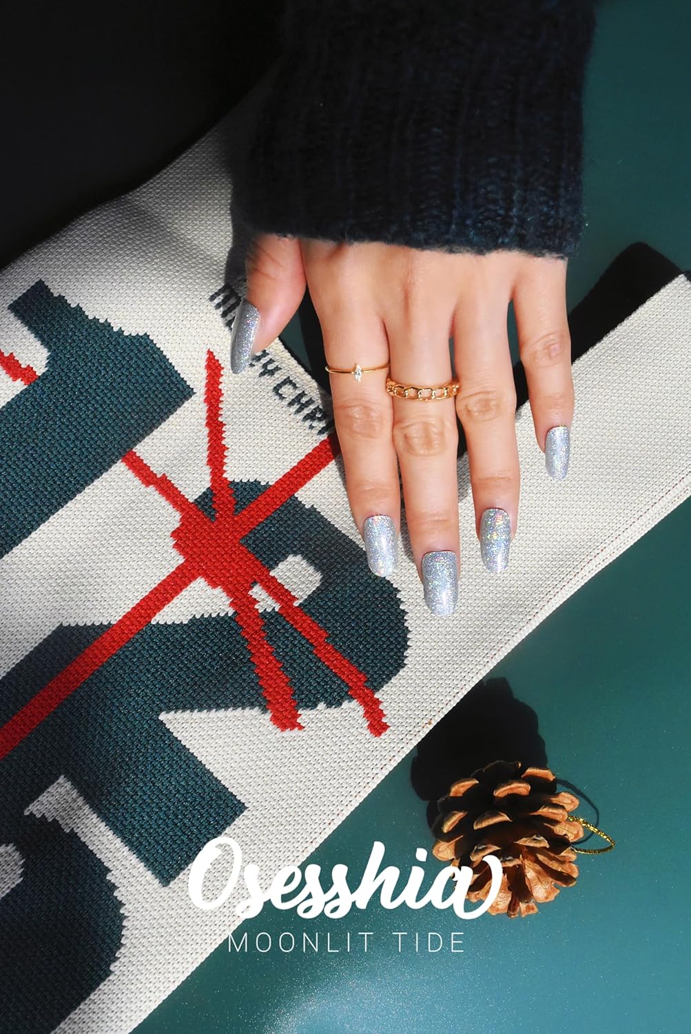 Semi Cured Gel Nail Strip Starter Kit - 60 Nail Stickers, UV Lamp & Tools for Salon Quality Christmas Nails