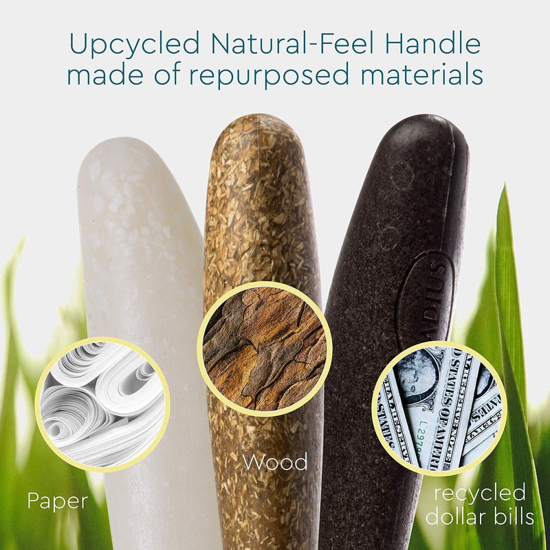 RADIUS Toothbrush Source Floss Brush BPA Free & ADA Accepted Improve Gum Health & Reduce Gum Issues - Medium - Cornstarch/Hemp/Money - Pack of 3