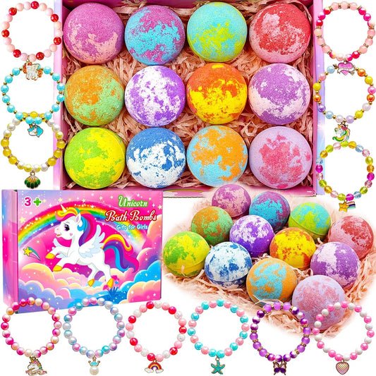 Unicorn Bath Bombs for Kids - Surprise Toys & Jewelry Inside | Perfect Birthday & Holiday Gift for Ages 3-8