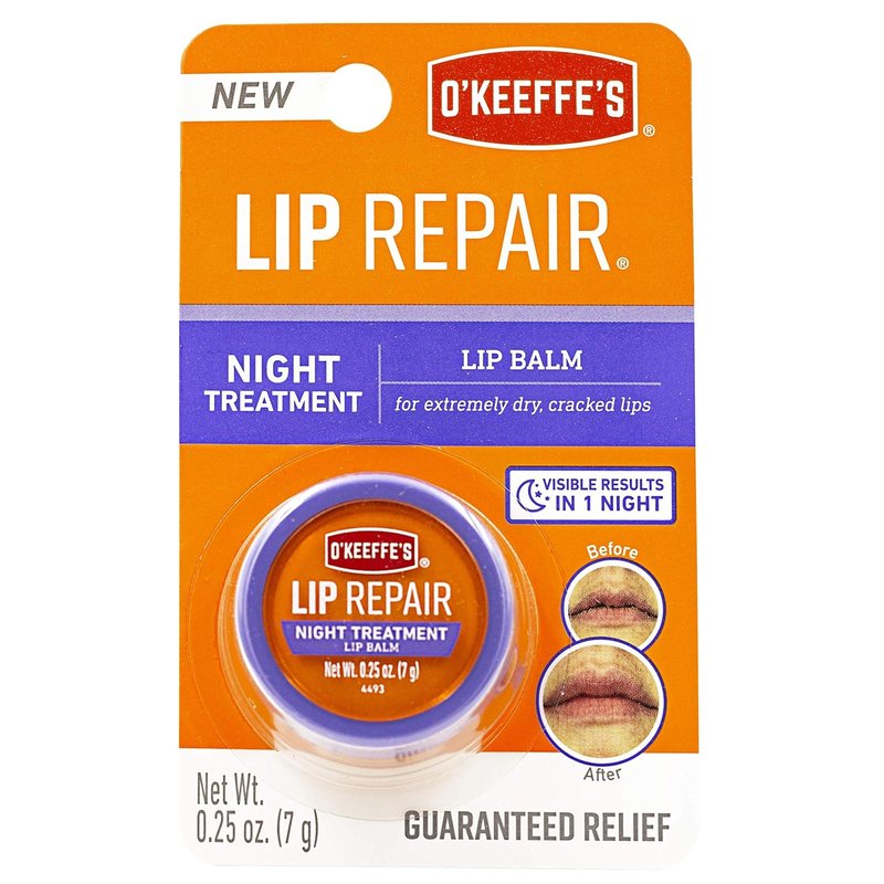 O'Keeffe's Lip Repair Night Treatment Balm - Moisturizing Formula for Soft Lips | 0.25 oz Jar & O'Keeffe's Healthy Feet Foot Cream - Intensive Hydration | 3.2 oz Jar