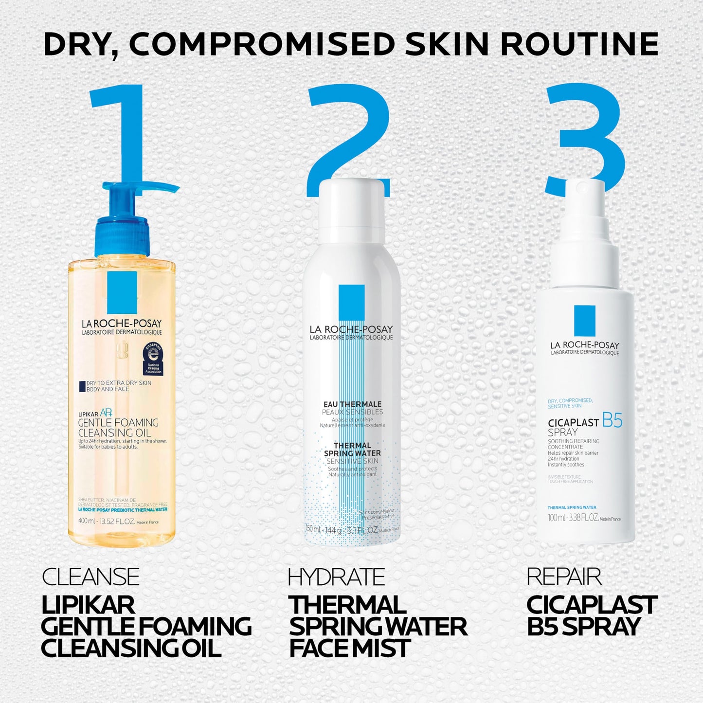 La Roche-Posay Cicaplast B5 Spray, Face Mist for Skin Barrier Repair 3.38oz