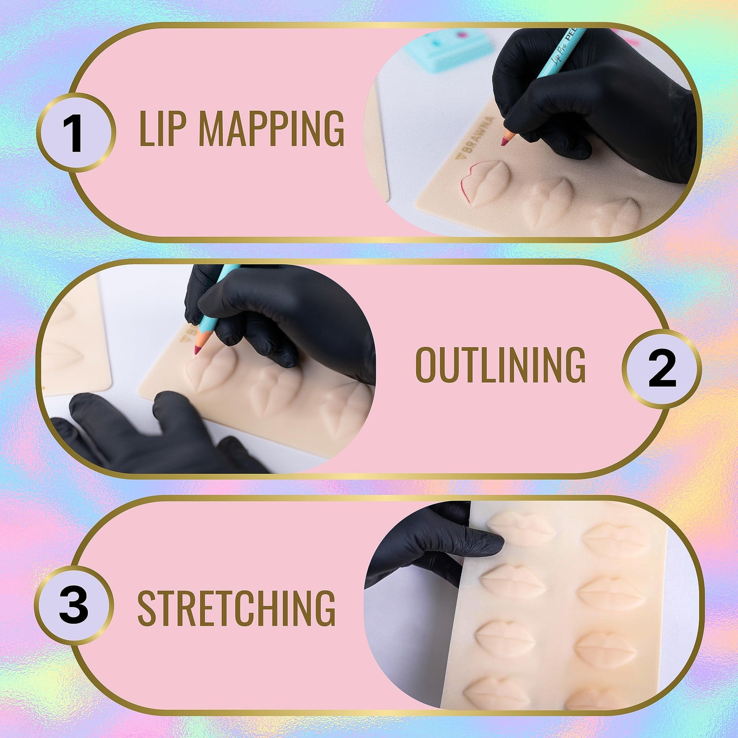 BRAWNA 3D Lip PMU Practice Skin - 10 Lip Shapes - Lip Tattoo Practice Skin – PMU Supplies