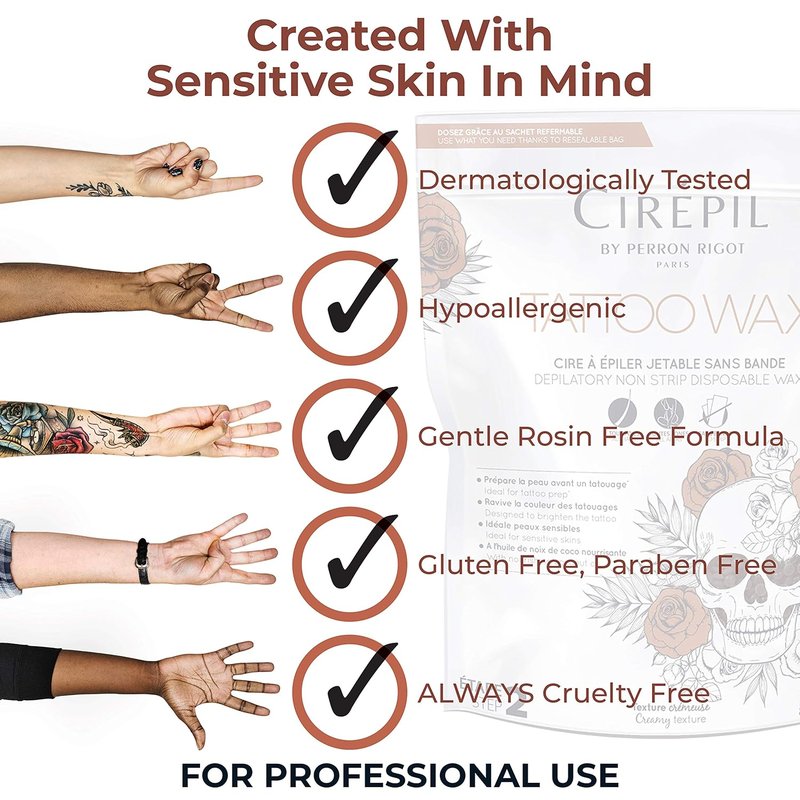 Cirepil Tattoo Wax Beads - 800g Patented Formula for Illuminating & Brightening Tattooed Skin
