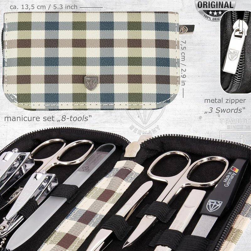 8-Piece Manicure Pedicure Grooming Kit | Synthetic Leather Case - Made in Germany