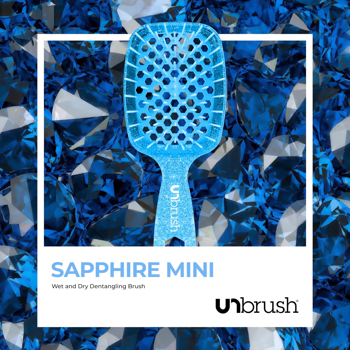 FHI Heat UNbrush Mini Detangler Brush for Pain-Free Brushing on All Wet or Dry Hair Types — Durable Duoflex Anti-Static Bristles, Lightweight Handle, Vented Mini Hair Brush, Sapphire Blue