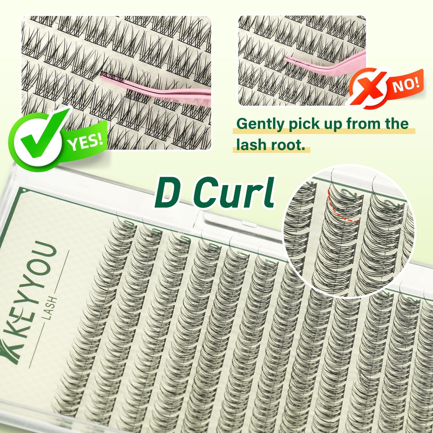 KEYYOULASH Lash Clusters Manga Lash Extension D Curl 144pcs 10-12mm Wispy Eyelash Clusters Natural Volume Eyelash Extensions Individual Lashes DIY at Home(KY10,D-10-12MIX)
