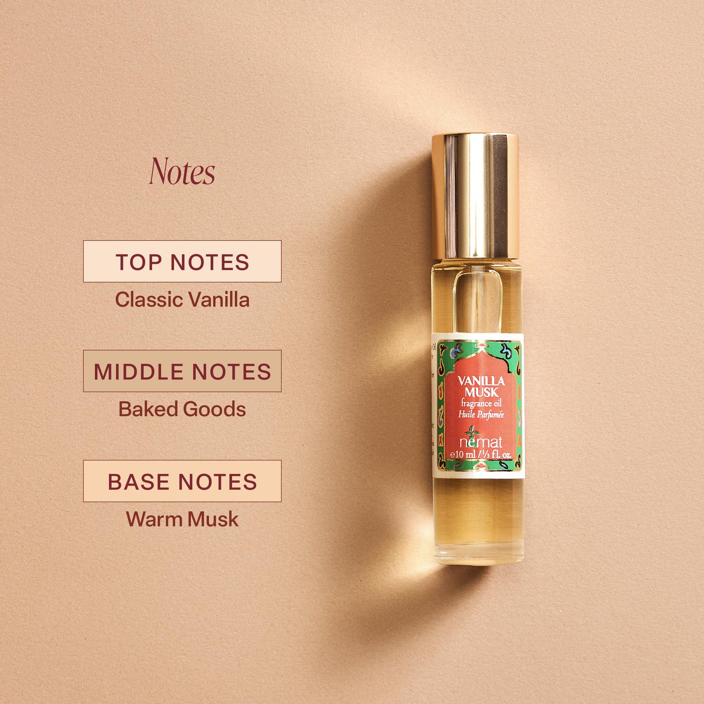 Vanilla Musk Perfume Oil Roll-On - Vanilla Fragrance Oil Roller (No Alcohol) Perfumes for Women and Men by Nemat Fragrances, 10 ml / 0.33 fl Oz