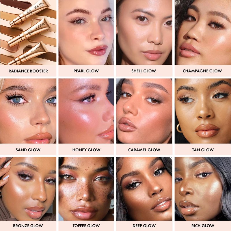 ICONIC LONDON Radiance Booster | Liquid Radiance Lightweight Skin Tint for a Glowy Makeup Look, Cruelty Free, Vegan Makeup (Honey Glow) 30 mL/ 1.01 Fl Oz
