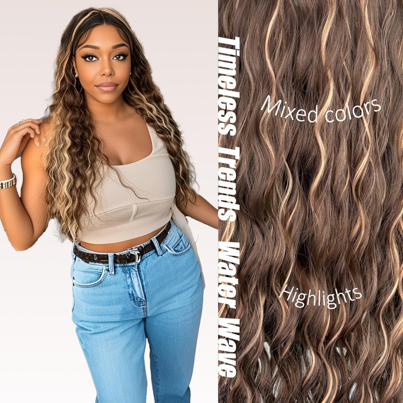 Lace Front curly Synthetic Wig for Women 32 Inch Long Deep Curly Wavy T part HD Transparent Glueless Lace wig Heat Resistant Fiber Pre Plucked Hairline with Baby Hair（Brown highlights）