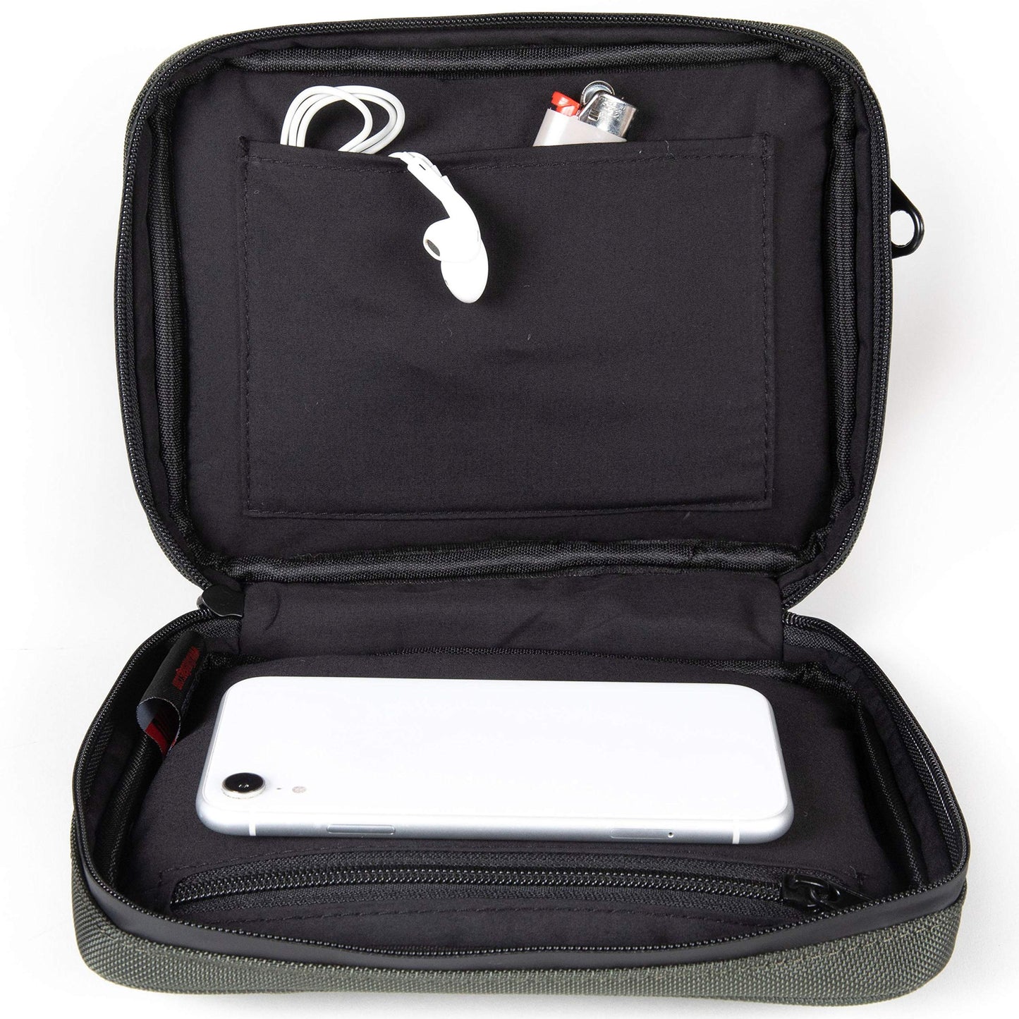 DIME BAGS Lockable Odor Sealing Padded Pouch, Carbon Lined for Scent Protection, Durable Water-Resistant Case with 3-Digit Combo Lock & Hidden Storage Pocket, Changeable Patch (7 Inch, Green)