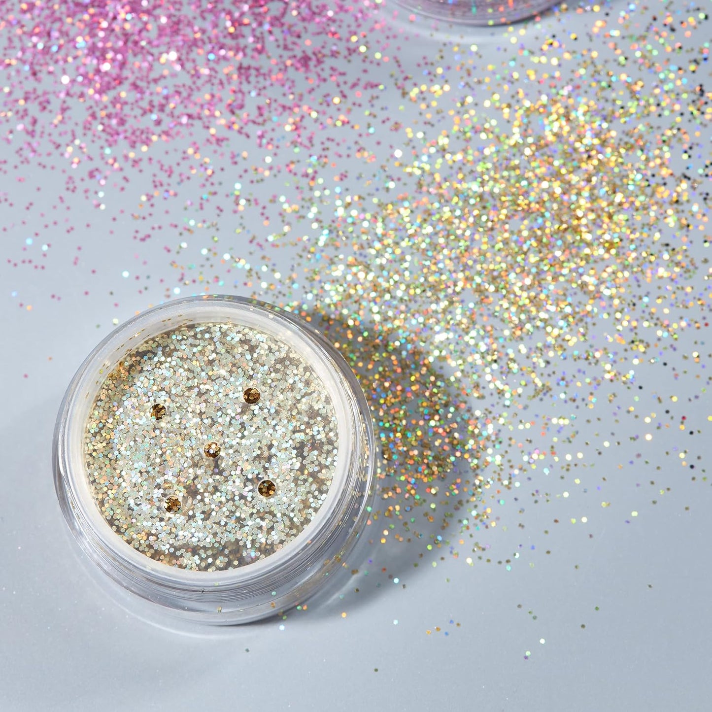 Holographic Glitter Shakers - Cosmetic Glitter for Face, Body, Nails & Hair | Set of 6 Colors - 0.17oz